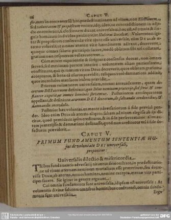 Caput V. Primum Fundamentum Sententiae Hujus de voluntate Dei universalis, proponitur