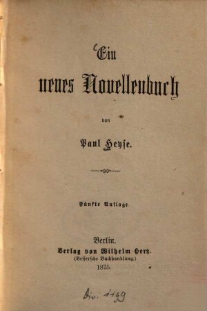 Ein neues Novellenbuch