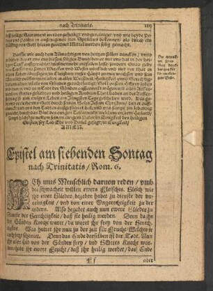 Epistel am siehenden Sontag nach Trinitatis/ Rom. 6.