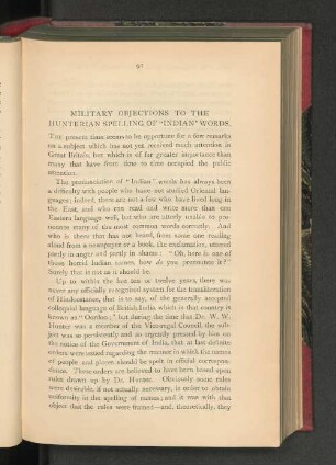 Military Objections to the Hunterian Spelling of "Indian" Words.