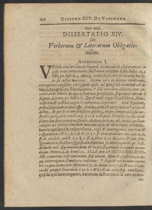 Dissertatio XIV. De Verborum & Literarum Obligationibus