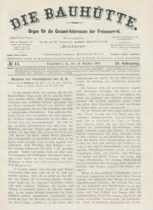 No. 44. Frankfurt a. M., den 29. Oktober 1910. 53. Jahrgang.