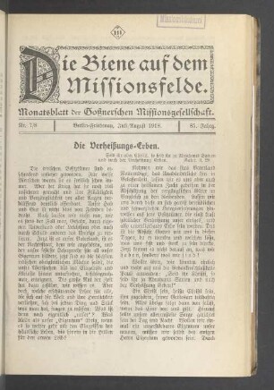 Nr. 7/8. Juli/August 1918