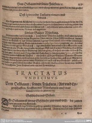Tractatus Undecimus. Vom Oelbaum / seinen Früchten / Art und Eygenschaften / Kräfften und Würckungen.