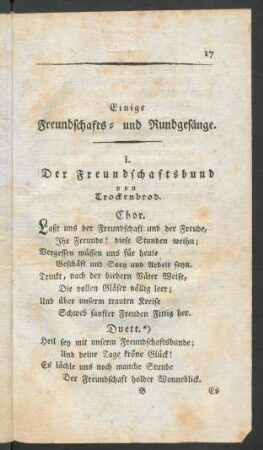 Einige Freundschafts- und Rundgesänge.