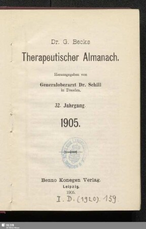 32.1905: G. Becks therapeutischer Almanach