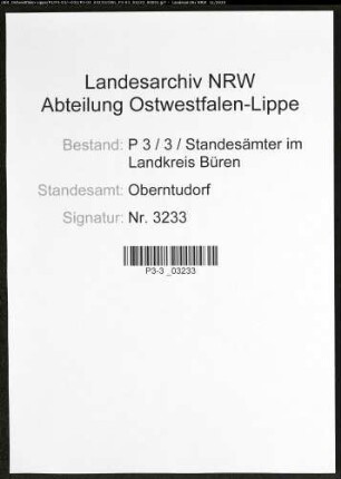 Sterberegister Standesamt Oberntudorf