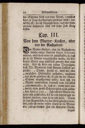 Cap. III. Von dem Mutter-Kuchen, oder von der Nachgeburt.