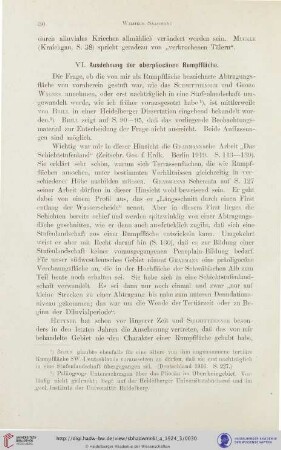 VI. Ausdehnung der oberpliocänen Rumpffläche