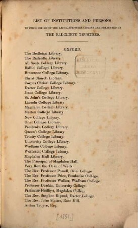 Astronomical and meteorological observations made at the Radcliffe Observatory, Oxford : in the year ... 1856,[a]