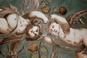 Zwei Putti mit Früchten