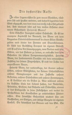 Die hysterische Rasse