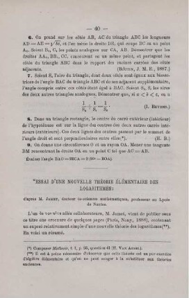 ESSAI D'UNE NOUVELLE THÉORIE ÉLÉMENTAIRE DES LOGARITHMES.