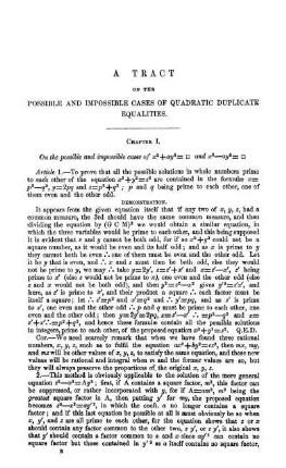 Chapter I. On the Possible and Impossible cases x2+ay2= ... .