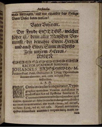Rector Academiae Ienensis Johannes Frischmuth ...