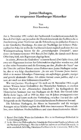 Justus Hashagen : ein vergessener Hamburger Historiker