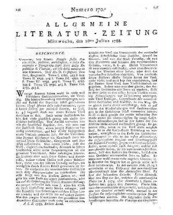 Tentori, Christoforo: Saggio sulla storia civile, politica, ecclesiastica e sulla corografie e topografia degli stati della repubblica di Venezia / Christof Tentori. - Venezia T. 1-7. - 1785-1786