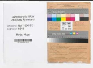 Entnazifizierung Hugo Rode, geb. 20.07.1887 (Ingenieur)