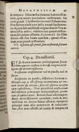 Cap. 4. De existentiâ.
