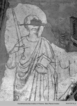 Gnadenstuhl zwischen Petrus und Paulus mit sichtbarer Sinopia