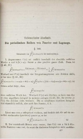 Siebzehnter Abschnitt. Die periodischen Reihen von Fourier und Lagrange.