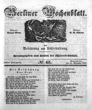 No. 45, Sonnabend, den 11. November 1837.