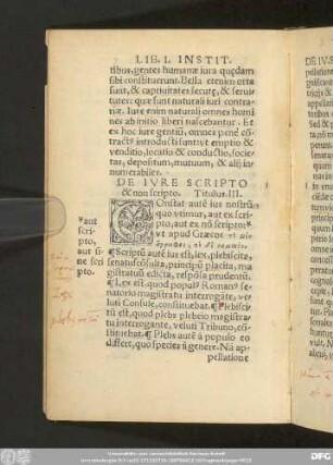 De Iure Scripto & non scripto. Titulus. III.