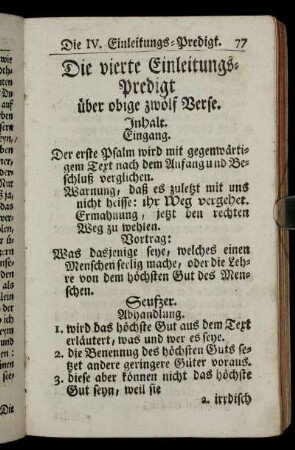 Die vierte Einleitungs-Predigt über obige zwölf Verse.