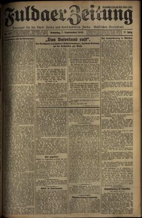 Erste Ausgabe vom Sonntag, den 07. September 1930.
