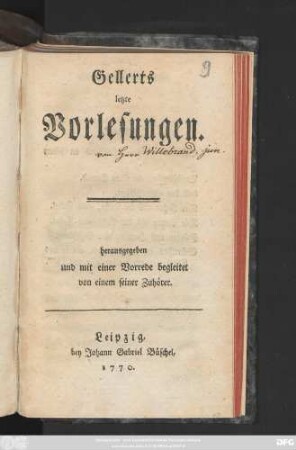 Gellerts letzte Vorlesungen