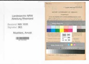 Entnazifizierung Arnold Muelders , geb. 12.10.1893 (Kaufmann)