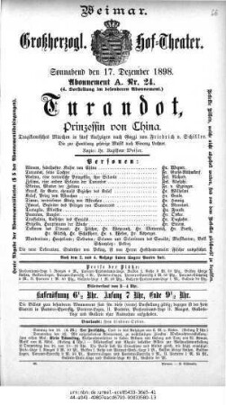Turandot, Prinzessin von China