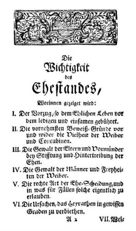 Die Wichtigkeit des Ehestandes, Worinnen gezeiget wird: