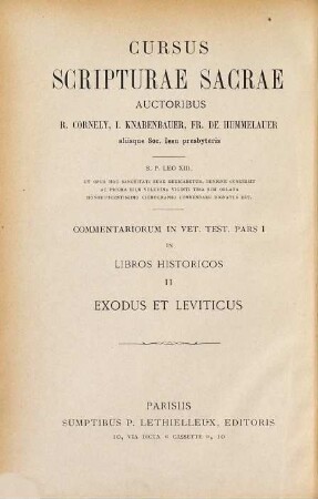 Commentarius in Exodum et Leviticum