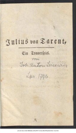 Julius von Tarent : Ein Trauerspiel