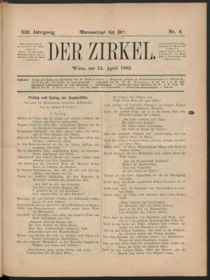 Nr. 4. Wien, am 15. April 1883.