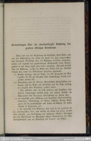 Bemerkungen über die zweckmäßigste Richtung der großen östlichen Eisenbahn