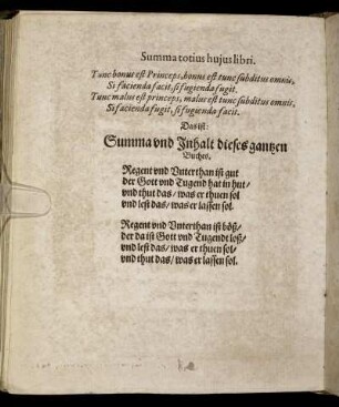 Summa und Inhalt dieses gantzen Buches