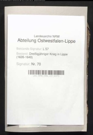 Kontributionen und Einquartierungen etc. schwedischer und kaiserlicher Regimenter in der Grafschaft