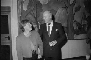 Frank Pries: bei Neujahrsempfang in Kreissparkasse Stormarn, Zweigstelle, Am Markt: daneben Ehefrau, 01.01.1990