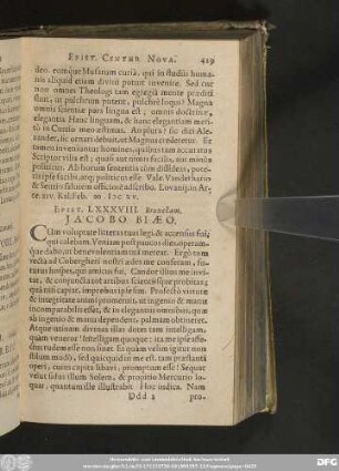 Epist. LXXXVIII. Bruxellam. Iacobo Biaeo.