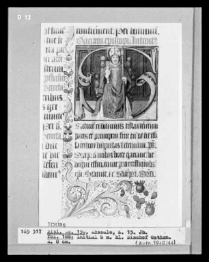 Missale aus Marmoutier — Initiale S mit dem Heiligen Bischof Gatian, Folio 188