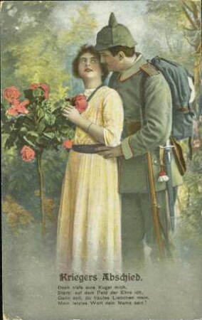 Kriegers Abschied. - Doch träfe eine Kugel mich, [...]