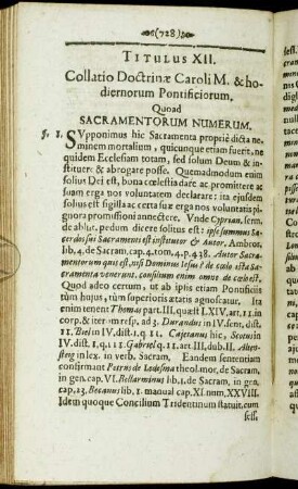 Titulus XII. Collatio Doctrinæ Caroli M. & hodiernorum Pontificiorum. Quoad Sacramentorum Numerum.
