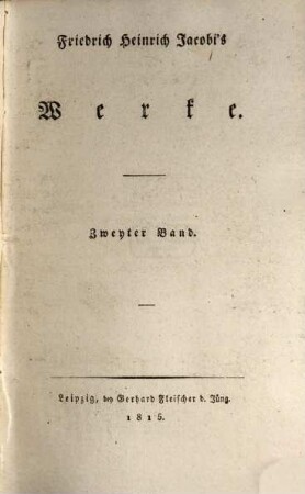 Friedrich Heinrich Jacobi's Werke, 2