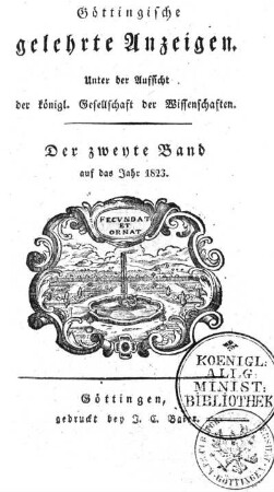 1823,2: Göttingische gelehrte Anzeigen