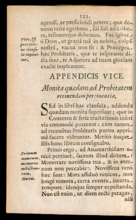 Appendicis Vice. Monita quaedam ad Probitatem retinendam pertinentia.