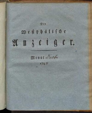Der Westphälische Anzeiger. Monat Decbr. 1798.