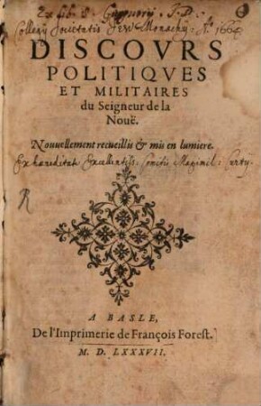 Discovrs Politiqves Et Militaires du Seigneur de la Nouë