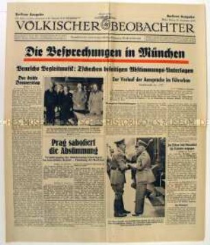Fragment der NS-Tageszeitung "Völkischer Beobachter" zu den Verhandlungen über das Münchener Abkommen
